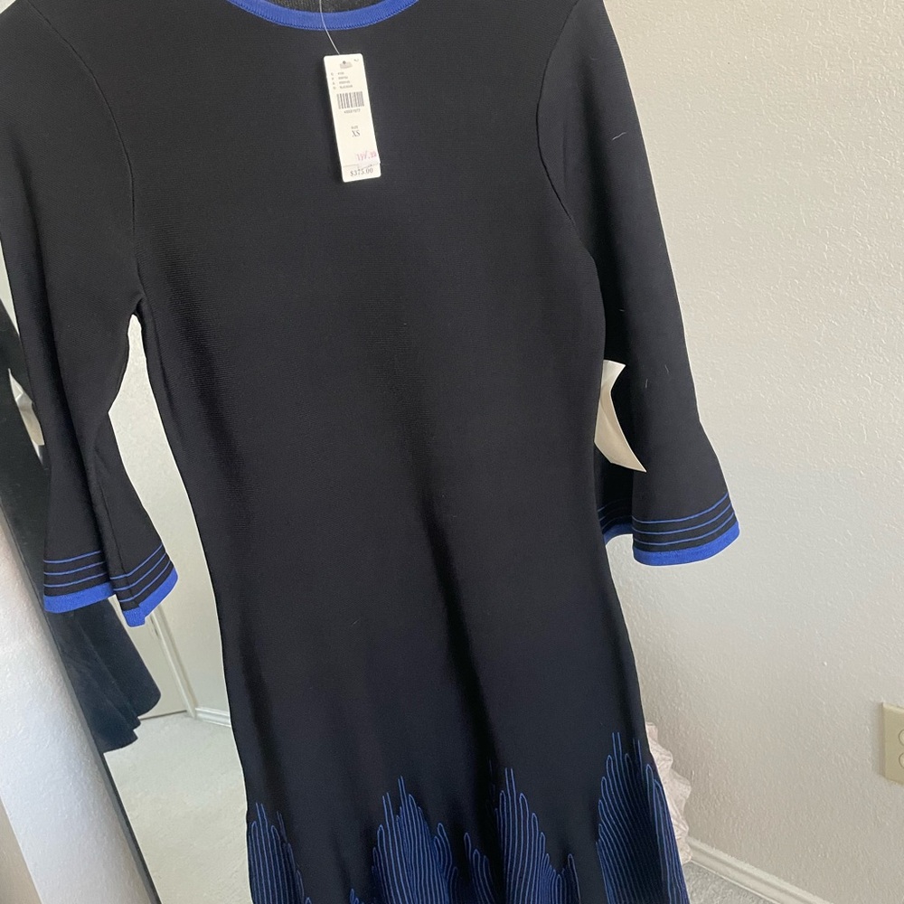 Black Dress with Blue Accents